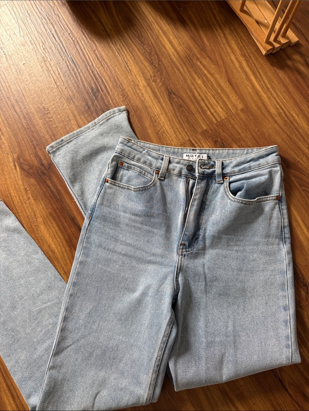 Motel Rocks Pale Blue Straight Leg Jeans